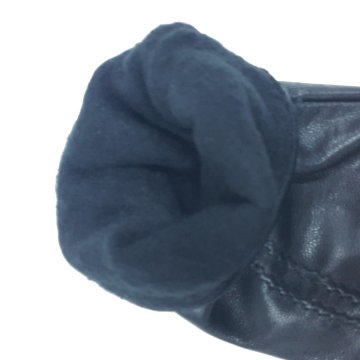 Siyah Renk Çift Dikişli Bayan Polarlı Deri Eldiven