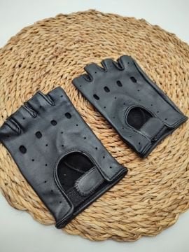 Kesik Parmak Kadın Deri Eldiven