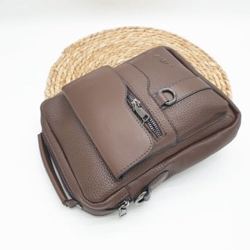 Mıknatıs Kapaklı Ve Fermuarlı Erkek El Çantası