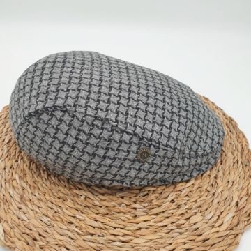 Kare Desenli Gri Renk Klasik Erkek Kasket