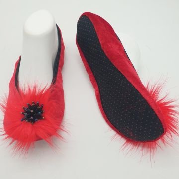 Taşlı Ev Babeti Ve Patik Kırmızı Renk