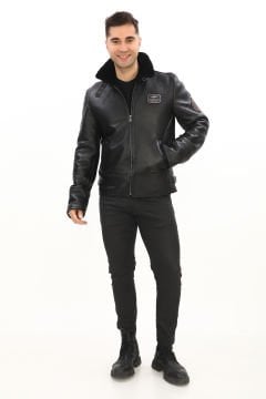 Pilot Model Spor Erkek Deri Mont Siyah Renk