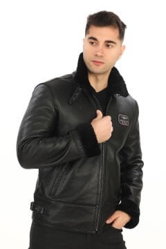 Pilot Model Spor Erkek Deri Mont Siyah Renk