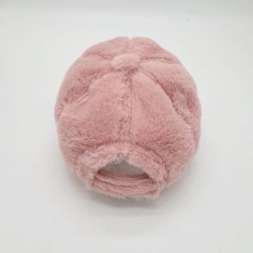Pudra Renk Peluş Kumaş Beyzbol Kep