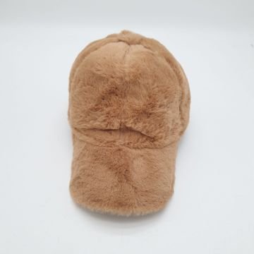 Kahve Renk Peluş Kumaş Beyzbol Kep