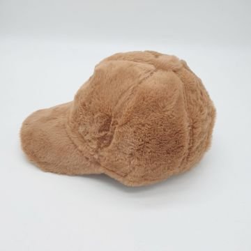 Kahve Renk Peluş Kumaş Beyzbol Kep