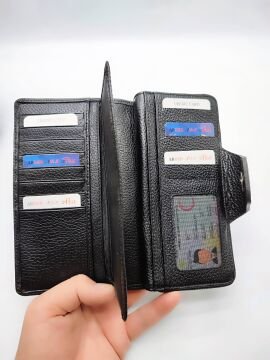 Çıtçıtlı Fermuarlı Kullanışlı Kadın Deri Cüzdan