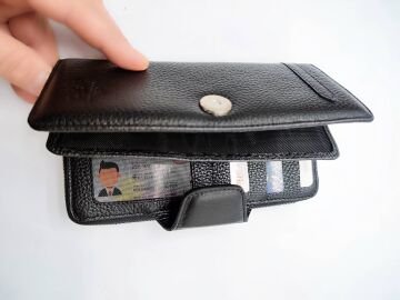 Çıtçıtlı Fermuarlı Kullanışlı Kadın Deri Cüzdan