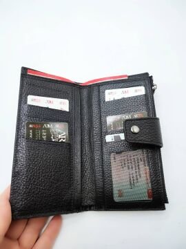 Çıtçıtlı Telefon Koyma Bölmeli Kadın Deri Cüzdan