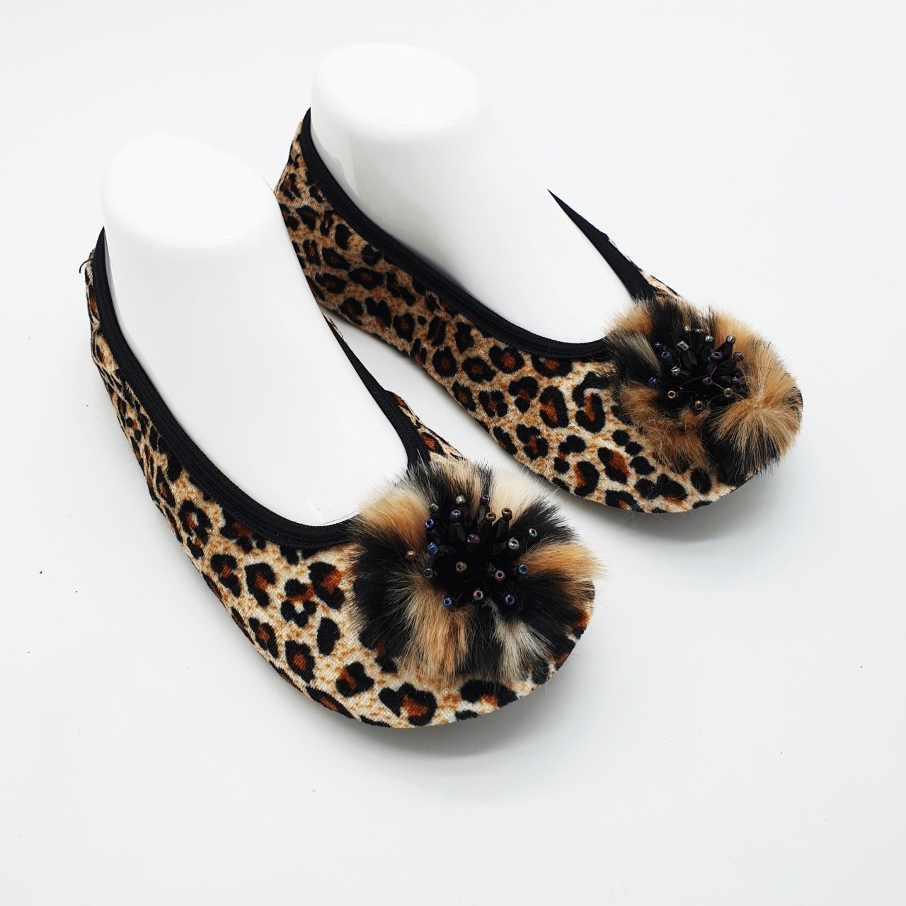Leopar Desenli Taşlı Ev Babeti Patik 40