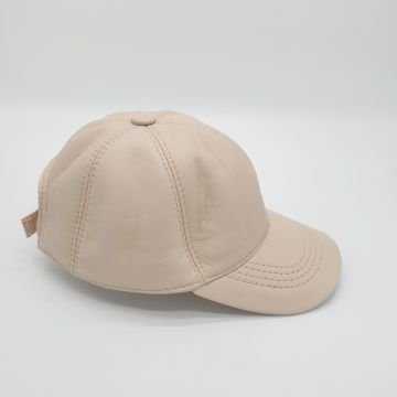Krem Renk Deri Unisex Şapka