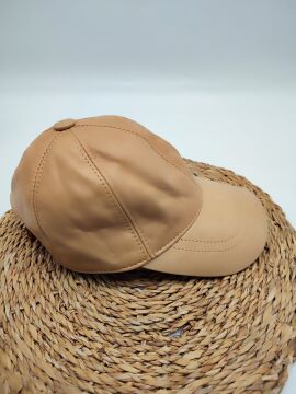 Sarı Renk Deri Unisex Şapka