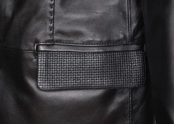 Dikiş Detaylı Düğmeli Siyah Renk Erkek Deri Mont