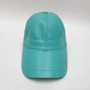 Turkuaz Renk Deri Unisex Şapka