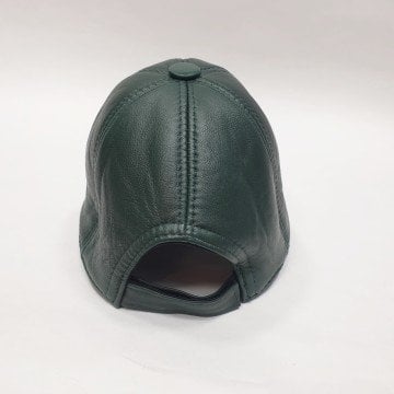 Yeşil Renk Deri Unisex Şapka