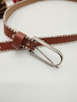 Parlak Taşlı Model Kadın Spor Kemer Taba