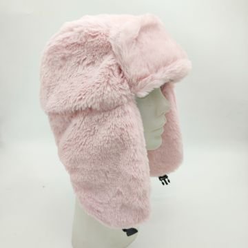 Pilot Model Peluş Kumaş Kadın Şapka Pudra Renk