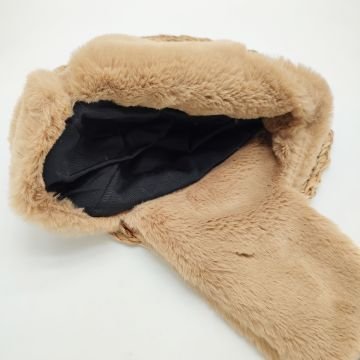 Pilot Model Peluş Kumaş Kadın Şapka Taba Renk