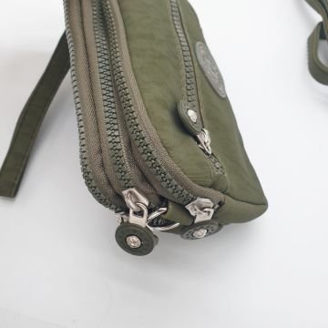 Cüzdan Görünümlü Krinkıl Kumaş El ve Omuz Çantası Yeşil