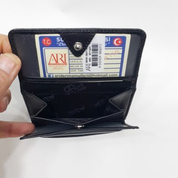 Siyah Renk Bayan Deri Cüzdan Çok Bölmeli