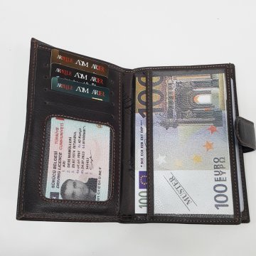 Pasaport ve Evrak Alabilen Bayan Deri Cüzdan