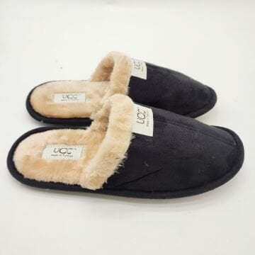 Siyah Renk Şık Tasarımlı Tüylü Model Erkek Terlik