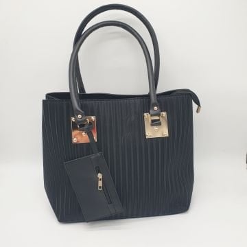 Çizgili Model Büyük Boy El ve Omuz Çantası
