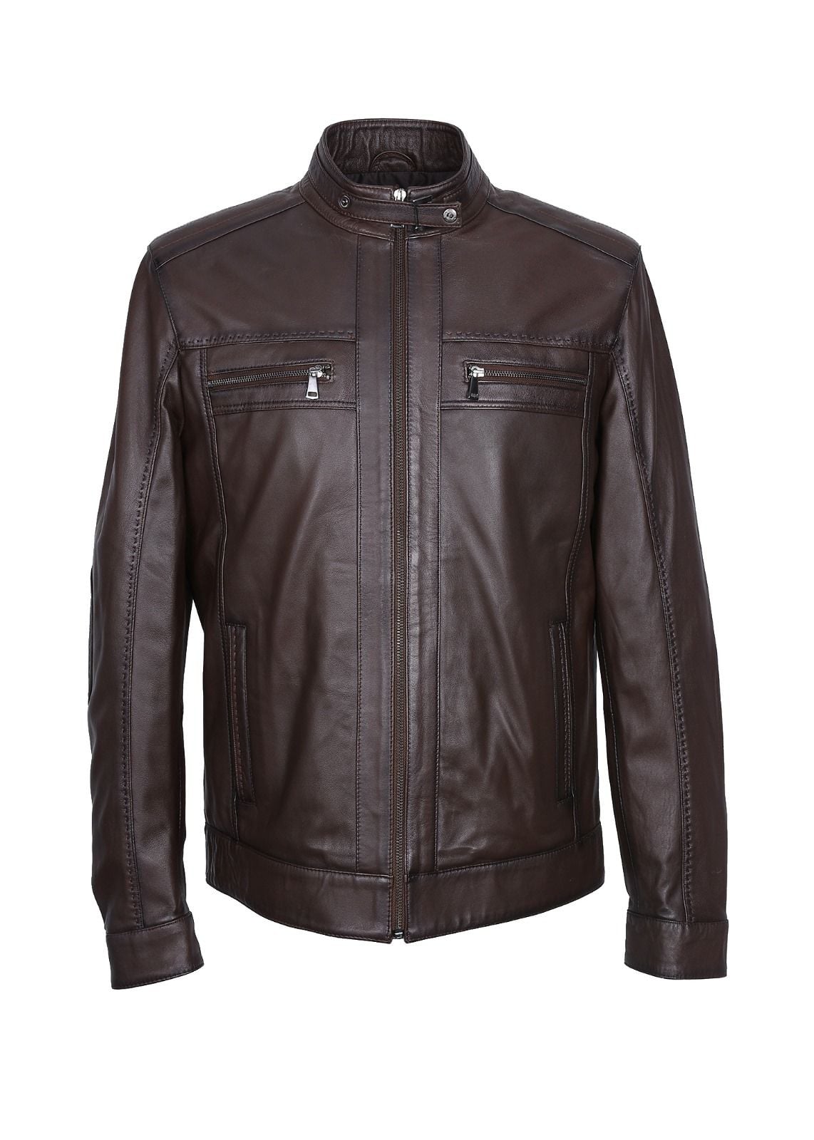 Fındık Renk Spor Erkek Deri Ceket