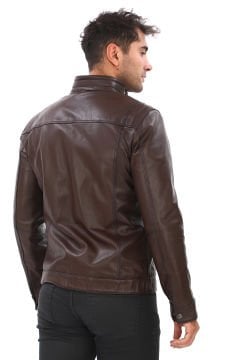Spor Model Erkek Deri Mont Fındık Renk