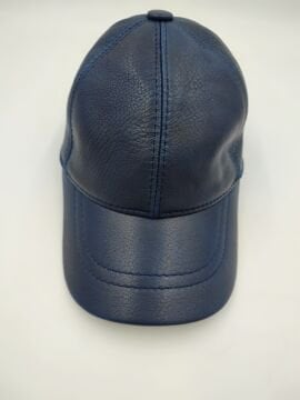 Lacivert Renk Jumbo Deri Unisex Şapka