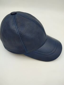 Lacivert Renk Jumbo Deri Unisex Şapka