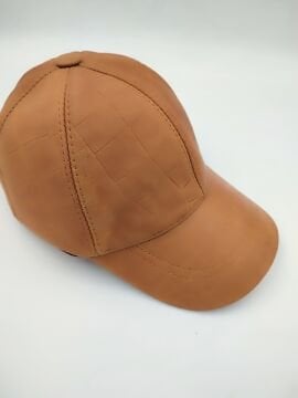 Taba Renk Baskı Deri Unisex Şapka