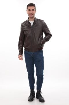 Eskitme Deri Kolej Model Lastikli Spor Deri Mont Fındık Renk