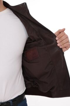 Eskitme Deri Kolej Model Lastikli Spor Deri Mont Fındık Renk