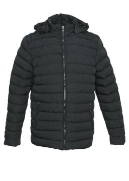 Kapşonlu Şişme Spor Mont Siyah Renk
