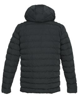 Kapşonlu Şişme Spor Mont Siyah Renk