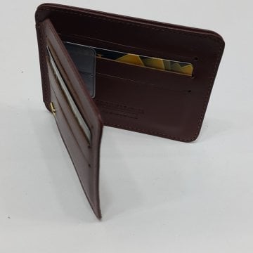 Siyah-Taba-Kahve Renkte Yatay Model Hakiki Deri Mıknatıslı Kartlık