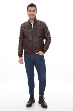 Eskitme Deri Kolej Model Lastikli Spor Deri Mont Fındık  Renk