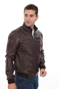 Eskitme Deri Kolej Model Lastikli Spor Deri Mont Fındık  Renk