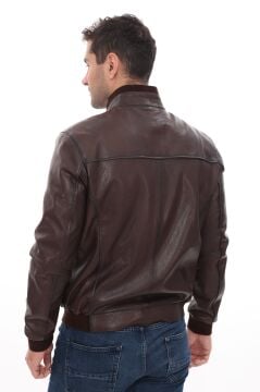 Eskitme Deri Kolej Model Lastikli Spor Deri Mont Fındık  Renk