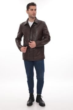 Eskitme Deri Erkek Deri Kaban Torba Cepli Yakalı Klasik Model