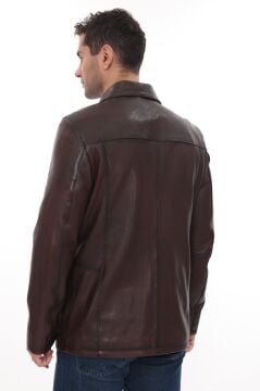 Eskitme Deri Erkek Deri Kaban Torba Cepli Yakalı Klasik Model