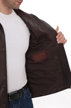 Eskitme Deri Erkek Deri Kaban Torba Cepli Yakalı Klasik Model