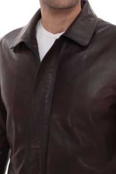 Eskitme Deri Erkek Deri Kaban Torba Cepli Yakalı Klasik Model