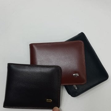 Siyah-Taba-Kahve Renkte Yatay Model Ortada Demir Ekli Hakiki Deri Kartlık