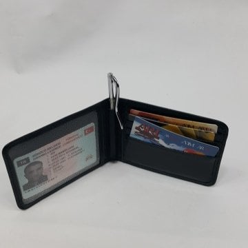 Siyah-Taba-Kahve Renkte Yatay Model Ortada Demir Ekli Hakiki Deri Kartlık