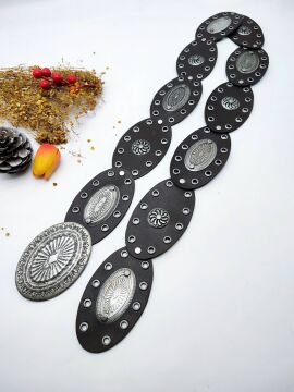 Geleneksel Desenli Gümüş Renk Tokalı Kadın Kemer