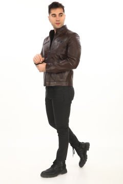 Fit Kesim Sade Spor Deri Mont Fındık Renk