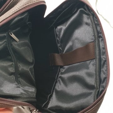 Leptop Bölmeli Deri Sırt Çantası