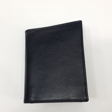 Siyah-Taba-Kahve Renkte Yatay Model Hakiki Deri Arkada Kimlik Bölmeli Kartlık Siyah